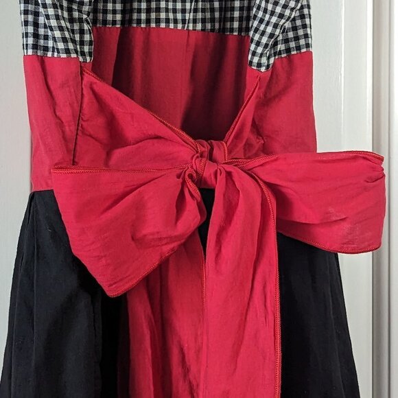 Y Apparel USA Small black white red gingham sundress with bow tie sash - Picture 4 of 7